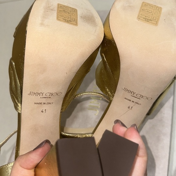 Gold Metallic Nappa Leather Platform Sandals - Picture 8 of 14